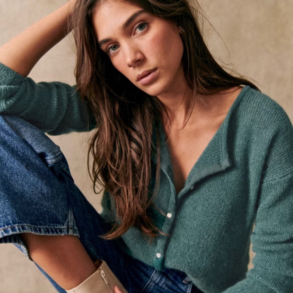 SEZANE GASPARD CARDIGAN IN SAGE